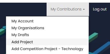 Use Add Project from My Contributions navigation