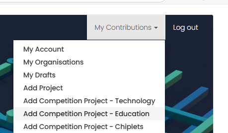 My Contributions nav and add project