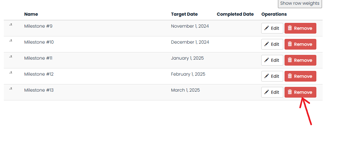 remove old milestones by delete button