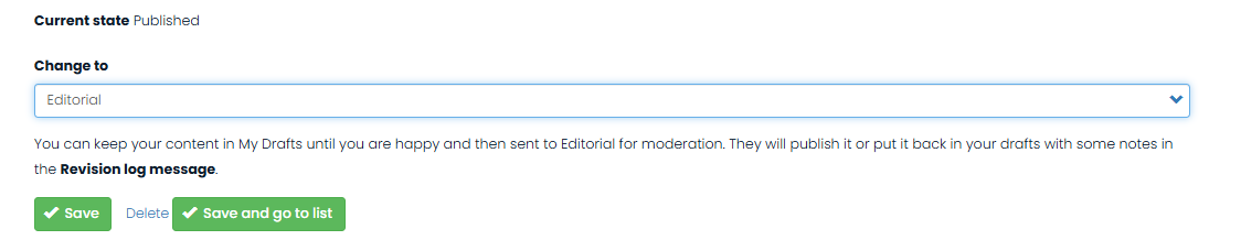 change to Editorial when saving