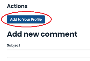 Add to your profile button on each page of interest