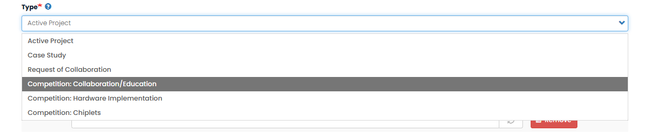 change project type in the project edit page