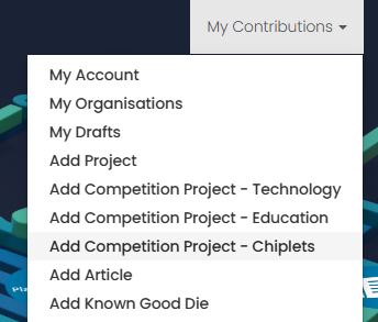 My Contribution navigation to Add Competition Project - Chiplets