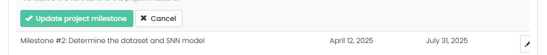 update project miltstone button